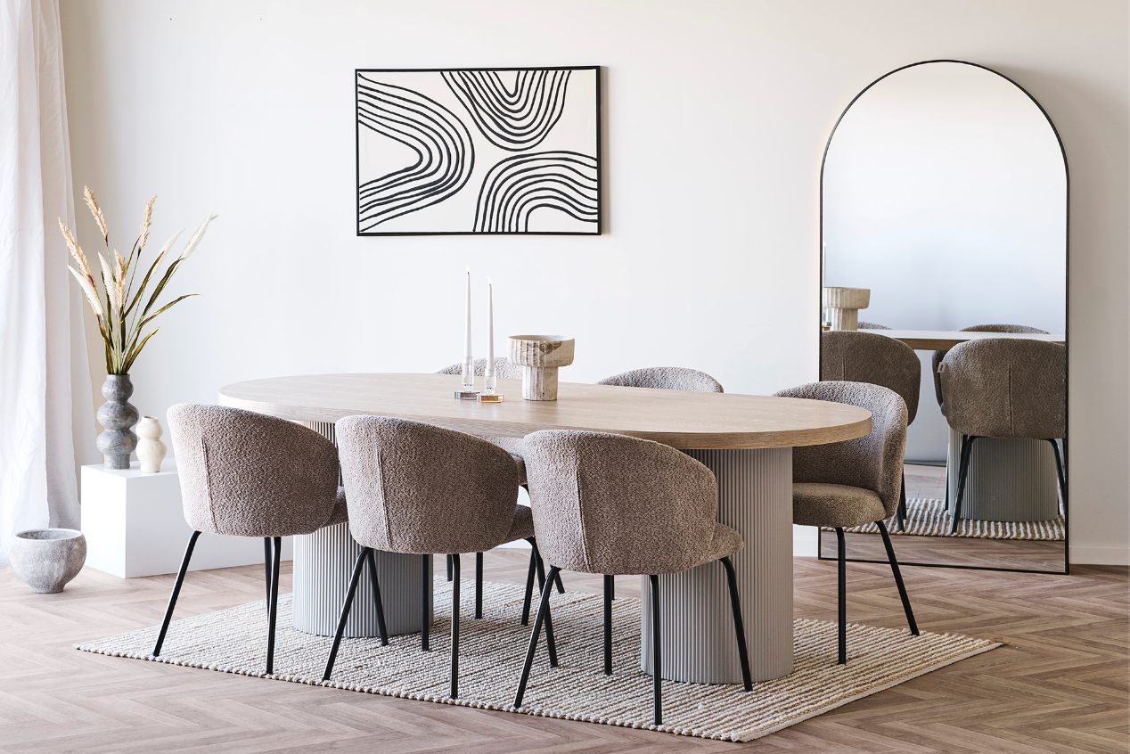 House Nordic Eettafel Solva – Ash Fineer & MDF – Sand/Naturel – 220x100x75 cm